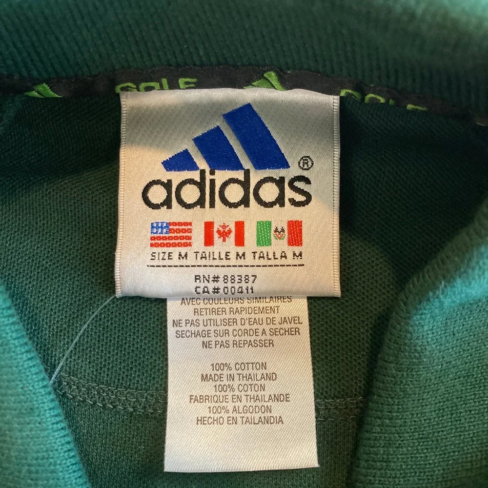 NEW Adidas Golf Youth Medium V-Polo Shirt Green Chlorophyll Ivy Cotton Pique NWT